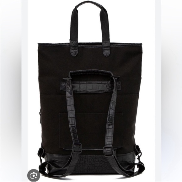 BEIS Convertible Black Backpack with Croc-Embossed Detail - Picture 5 of 9